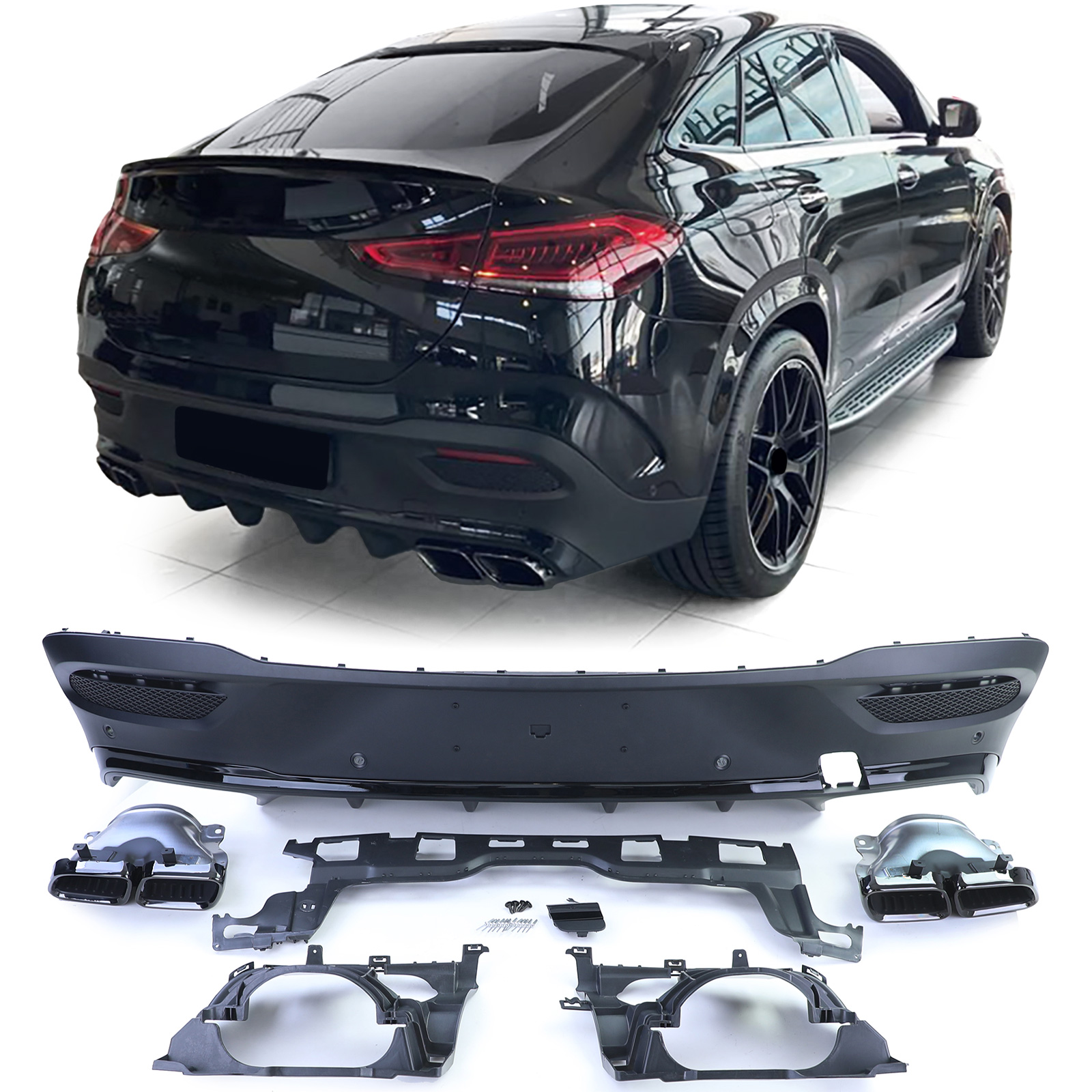 Diffuser Mercedes GLE Coupe C167 19- AMG Look Zwart