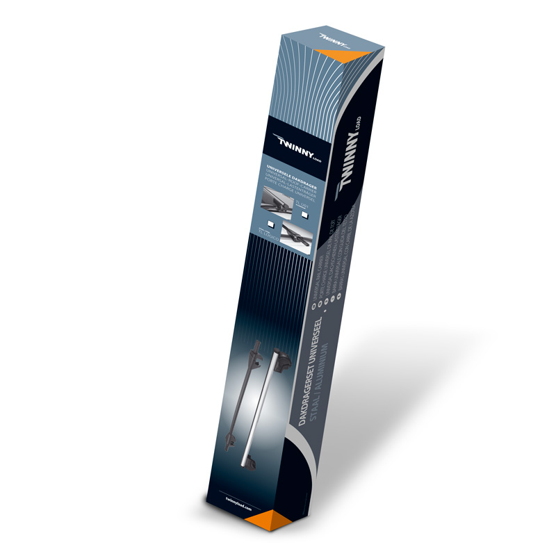 Jeu de barres de toit universelle Twinny Load Aluminium Driver 124cm pour voitures avec barres longitudinales d'origine ouvertes