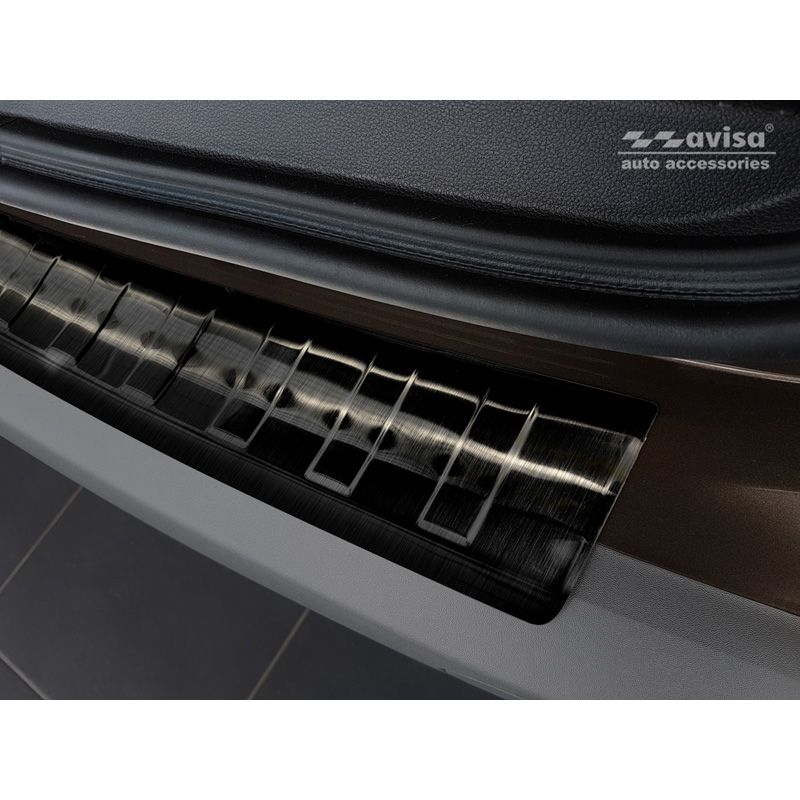 Protection de seuil arrière inox noir sur mesure pour Dacia Duster II 2018-2021 & FL 2021-2024 'Ribs'