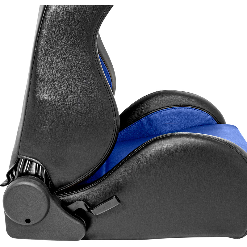 Siège baquet 'Eco' - Noir/Simili Cuir Bleu - Dossier réglable (à droite) - incl. glissières