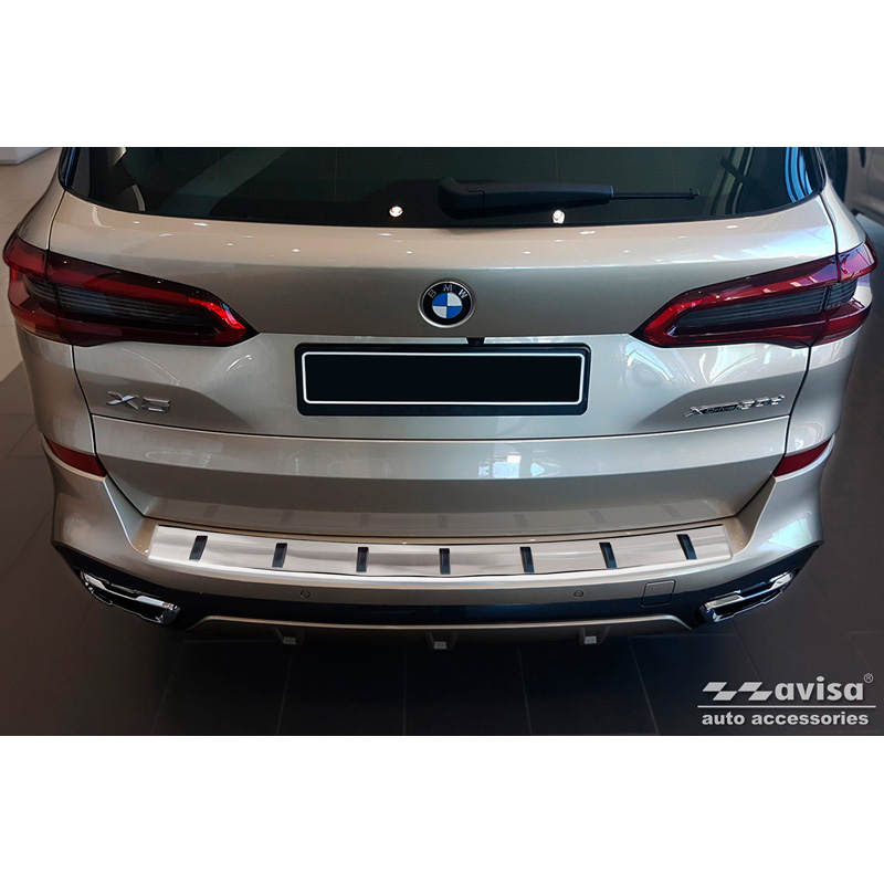 Protection de seuil arrière inox sur mesure pour BMW X5 (G05) M-Sport 2018- 'STRONG EDITION'