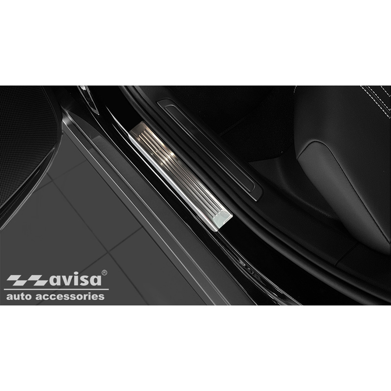 Seuils de portes inoxydable sur mesure pour Volkswagen Passat 3G Sedan/Variant 2014-2023 - 'Lines' - 4-pièces