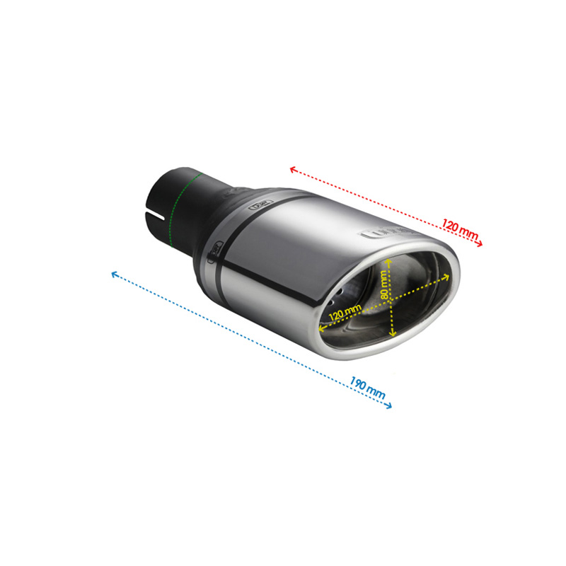 Ulter Sport Embout d'échappement - Ovale 120x80mm Incliné - Longueur 120mm - Montage ->50mm - Inoxydable