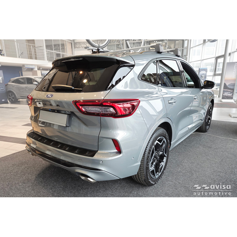 Avisa Protection de Seuil de Coffre Acier Inox STRONG EDITION sur mesure pour Ford Kuga III ST-Line / Vignale 2019-2024 & Facelift 2024- - Noir