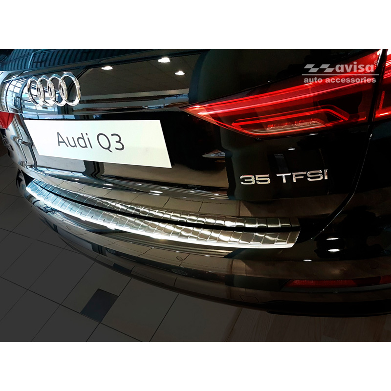 Protection de seuil arrière inox sur mesure pour Audi Q3 II 2019- incl. S-Line 'Ribs'