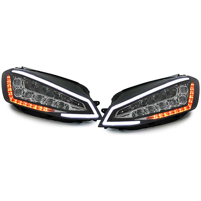 Set de Phares Full-LED incl. DRL sur mesure pour Volkswagen Golf VII 2012-2017 - Noir - incl. Moteur de Réglage