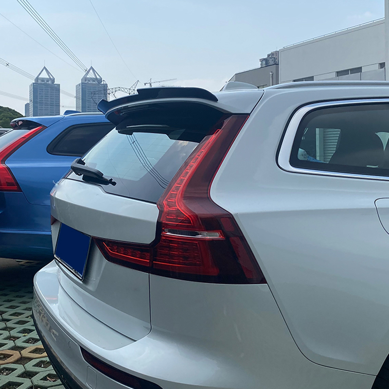 Becquet de toit (Spoiler Cap) sur mesure pour Volvo V60 II R-Design 2018- incl. Cross Country (ABS Noir Luisant)