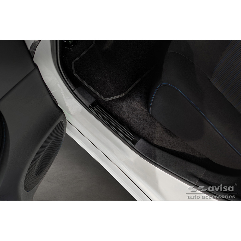 Seuils de portes inoxydable noir luisant sur mesure pour Nissan Leaf II (2E1) 2017-2022 & Facelift 2022- 'E-Power' - 4-pièces