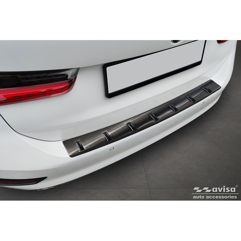 Protection de seuil arrière inox noir sur mesure pour BMW Serie 3 (G21) Touring 2019-2022 'STRONG EDITION'