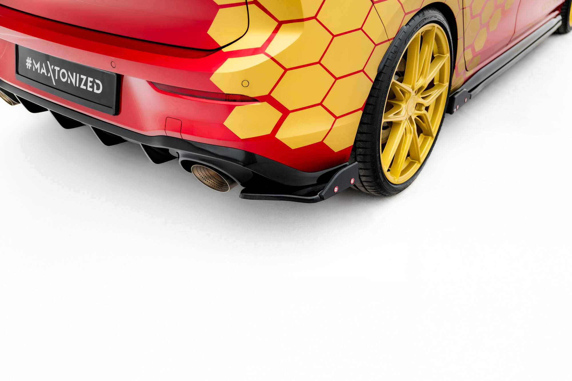 Achterzij Spoilers V.1 + Flaps Volkswagen Golf 8 GTI Clubsport Maxton Glanzend Zwart