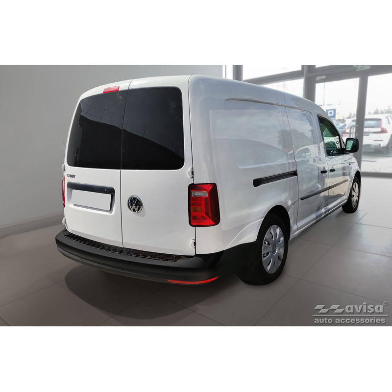 Protection de seuil arrière en aluminium noir mat sur mesure pour Volkswagen Caddy 2004-2015 & FL 2015-2020 'Riffled Plate'