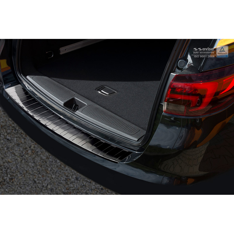 Protection de seuil arrière inox noir sur mesure pour Opel Astra K Sportstourer 2016-2022 'Ribs'