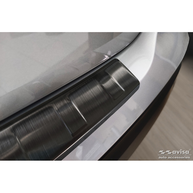 Protection de seuil arrière inox noir sur mesure pour Skoda Enyaq iV 2020- excl. Coupe 'Ribs'