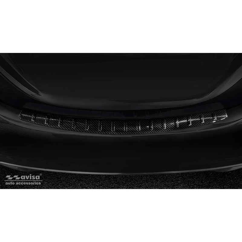Protection de seuil arrière carboné 3D sur mesure pour Mercedes Classe-C W205 Sedan 2014-2019 & FL 2019-2021 'Ribs'