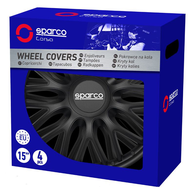 Sparco Enjoliveurs Roma - 15-pouces - Noir - Set de 4 pièces