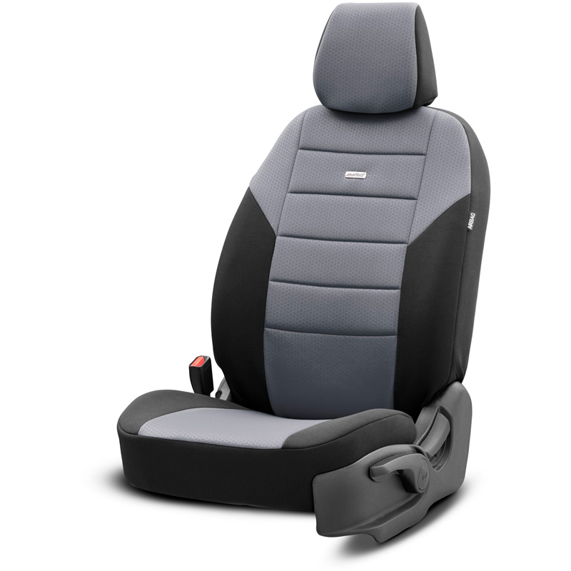 otoM Housse de sièges universel en textile 'SelectedFit One' Noir/Gris - 10-pièces - adapté aux Side-Airbags