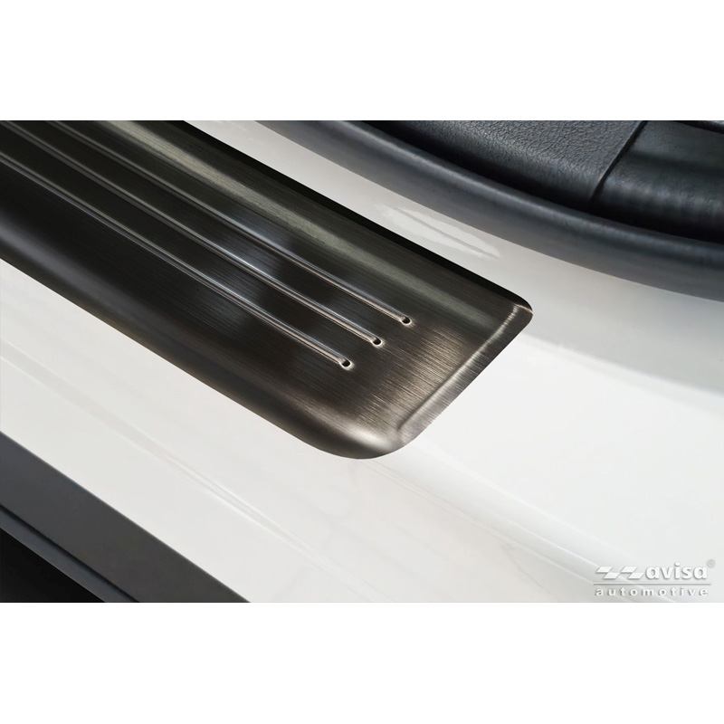 Avisa Seuils de portes inoxydable noir sur mesure pour Mazda CX-80 (KL) 2024- - 'Lines' - 4-pièces