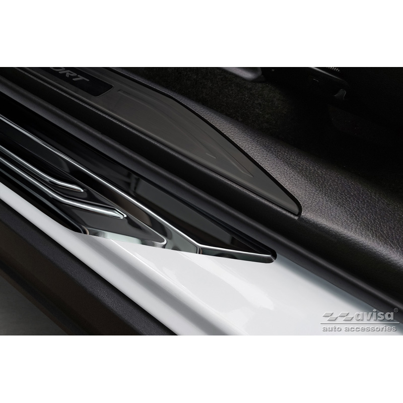 Seuils de portes inox noir sur mesure pour Lexus NX II 2021- 'Lines' - 4-pièces