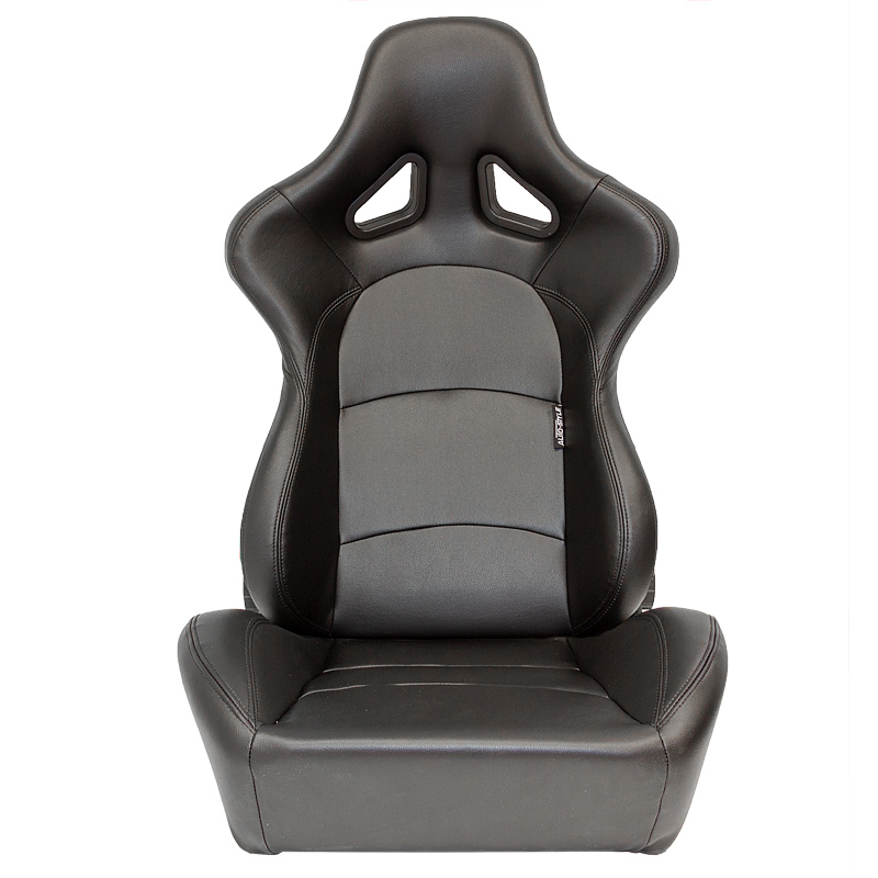 Siège baquet 'BS2' - Simili Cuir Noir - Dossier réglable en polyester - incl. glissières