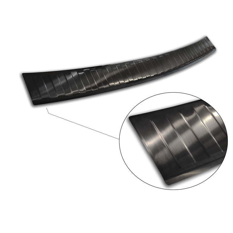 Noir Protection de seuil arrière inox sur mesure pour Porsche Cayenne II 2010-2014 & FL 2014- 'Ribs'