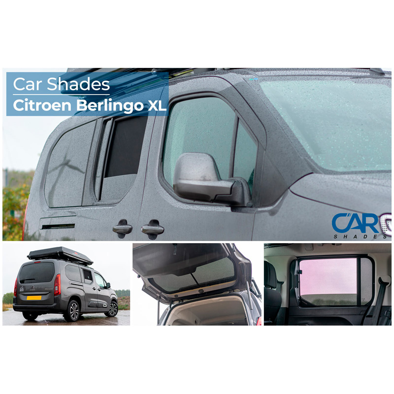 Set de Car Shades sur mesure pour Citroen Berlingo XL / Peugeot Rifter / Opel Combo Life / Toyota Proace City 2018- (seulement pour hayon arrière avec lunette fixe) (6-pièces)