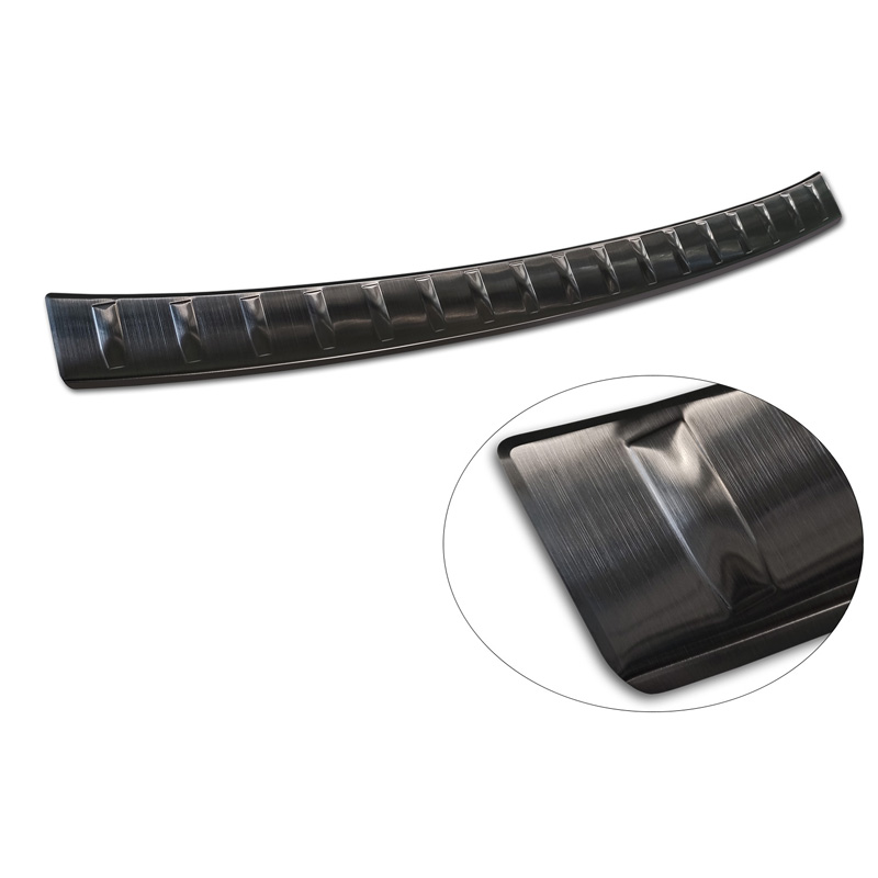Protection de seuil arrière inox noir sur mesure pour Seat Ibiza 6F Facelift 2021- 'Ribs'