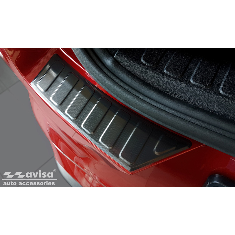 Protection de seuil arrière inox noir sur mesure pour Ford Puma 2019- 'Ribs' (2-pièces)