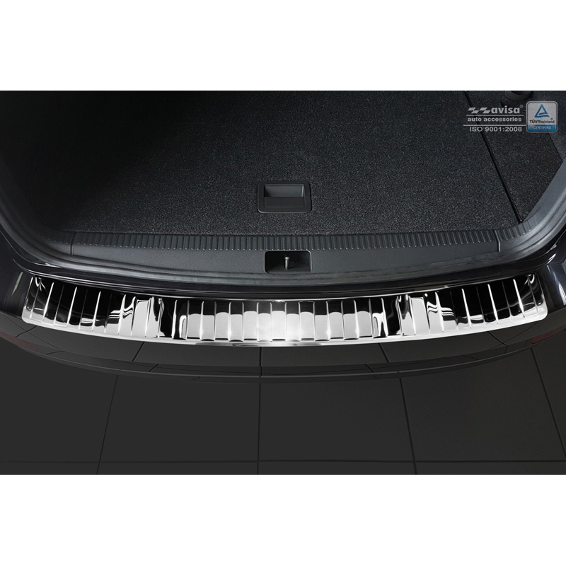 Protection de seuil arrière inox Chrome sur mesure pour Skoda Octavia III Kombi Facelift 2017-2020 'Ribs'