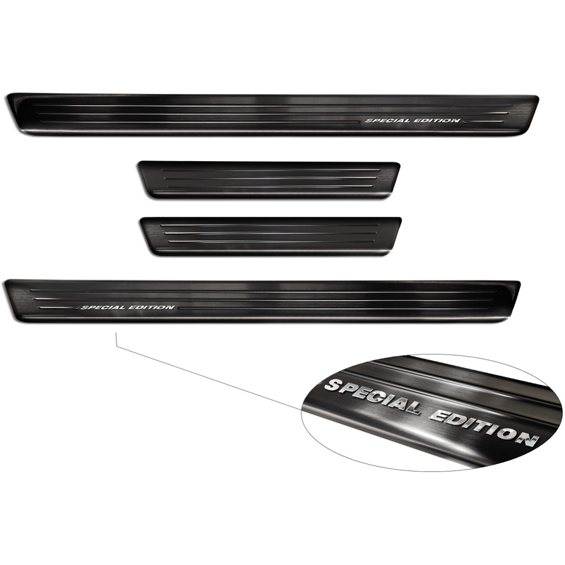 Seuils de portes inoxydable noir sur mesure pourSkoda Enyaq iV 2020- - 'Special Edition' - 4-pièces