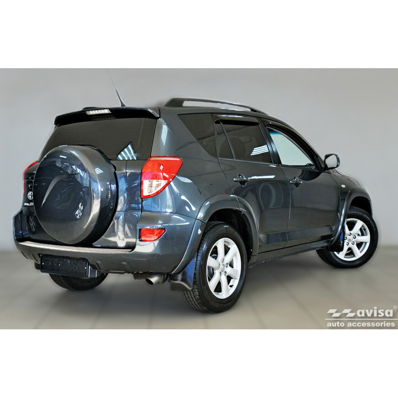 Protection de seuil arrière inox sur mesure pour Toyota RAV-4 FL 2008-2010 'Ribs' (Seulement avec roue de secours)