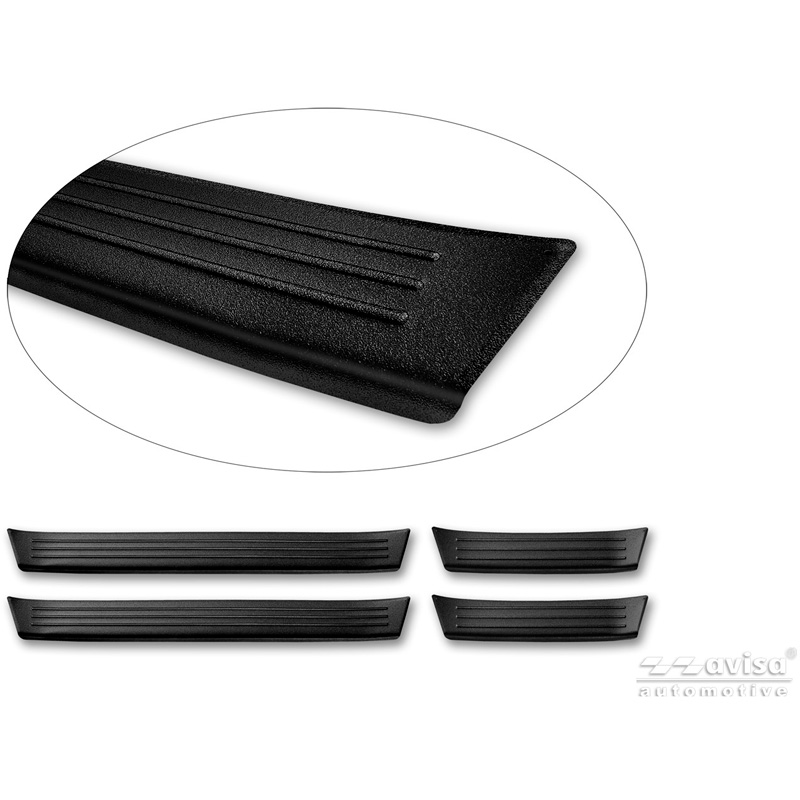 Avisa Seuils de portes inoxydable noir mat sur mesure pour Fiat Grande Panda (328) 2025- - 'Lines' - 4-pièces