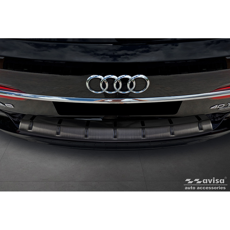 Protection de seuil arrière inox noir sur mesure pour Audi A6 (C8) Avant incl. S-Line 2023- 'STRONG EDITION'