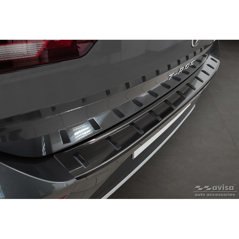 Protection de seuil arrière inox noir sur mesure pour Volkswagen T-Roc & T-Roc Cabrio 2017-2022 & Facelift 2022- 'STRONG EDITION'