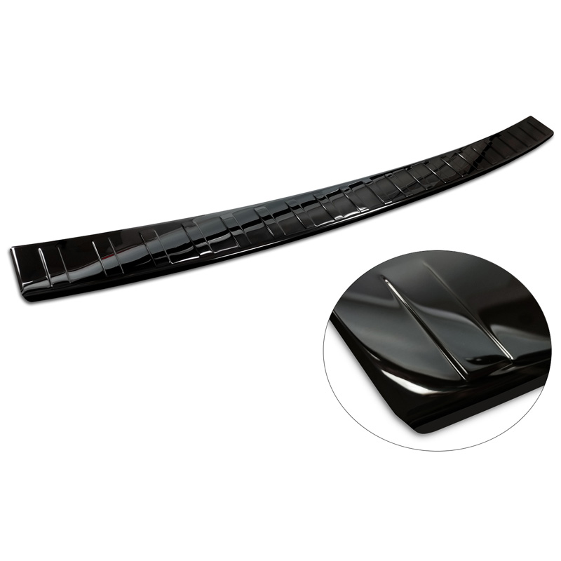 Protection de seuil arrière inox Noir-Chromé sur mesure pour Volkswagen Multivan T7 2021- 'Ribs'