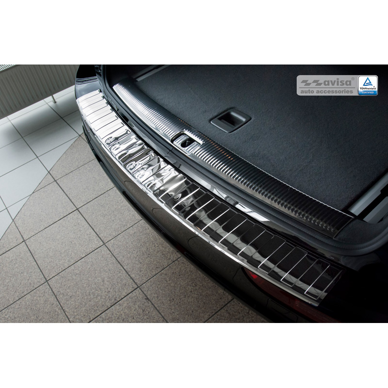 Protection de seuil arrière inox Chrome sur mesure pour Audi Q5 2008-2012 & 2012- 'Ribs'