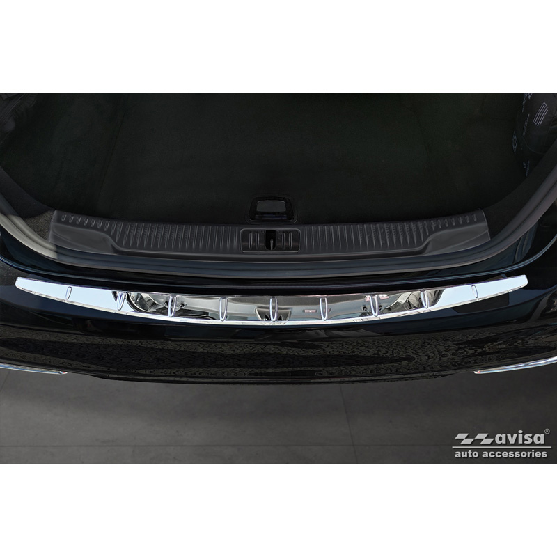 Protection de seuil arrière inox Chrome sur mesure pour Mercedes Classe-S (W223) 2020- 'Ribs'