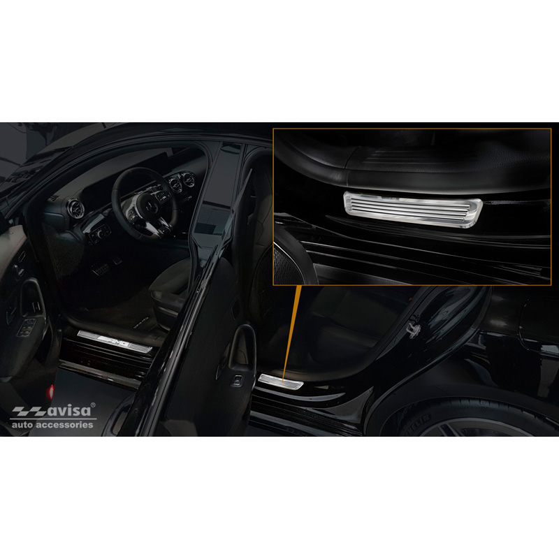 Seuils de portes inoxydable sur mesure pour Mercedes CLS II Shooting Brake (X118) 2019- 2-pièces (portes arrières)