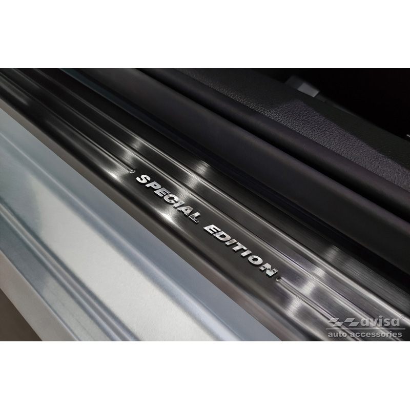 Seuils de portes inoxydable noir sur mesure pour Skoda Fabia IV Hatchback 2021- 'Special Edition' - 4-pièces