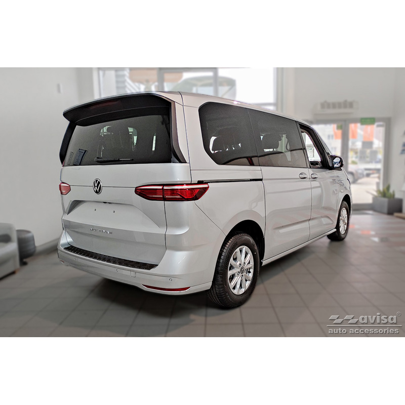 Protection de seuil arrière en aluminium noir mat sur mesure pour Volkswagen Multivan T7 2021- 'Riffled plate'