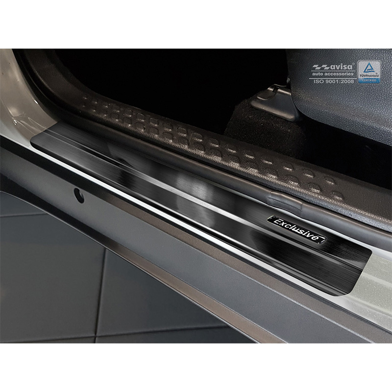 Seuils de portes inoxydable noir sur mesure pour Toyota C-HR 2016-2019 & FL 2019-2023 & RAV4 IV FL 2016-2018 & Lexus NX 2014-2021 - 'Exclusive' - 4-pièces