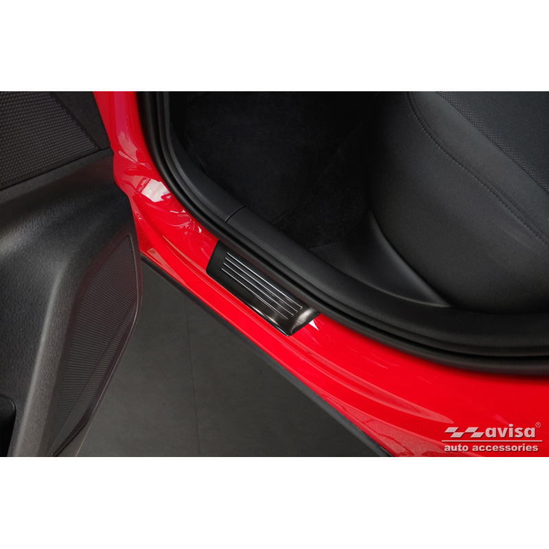 Seuils de portes inox noir sur mesure pour Audi Q2 Facelift 2020- 'Special Edition' - 4-pièces
