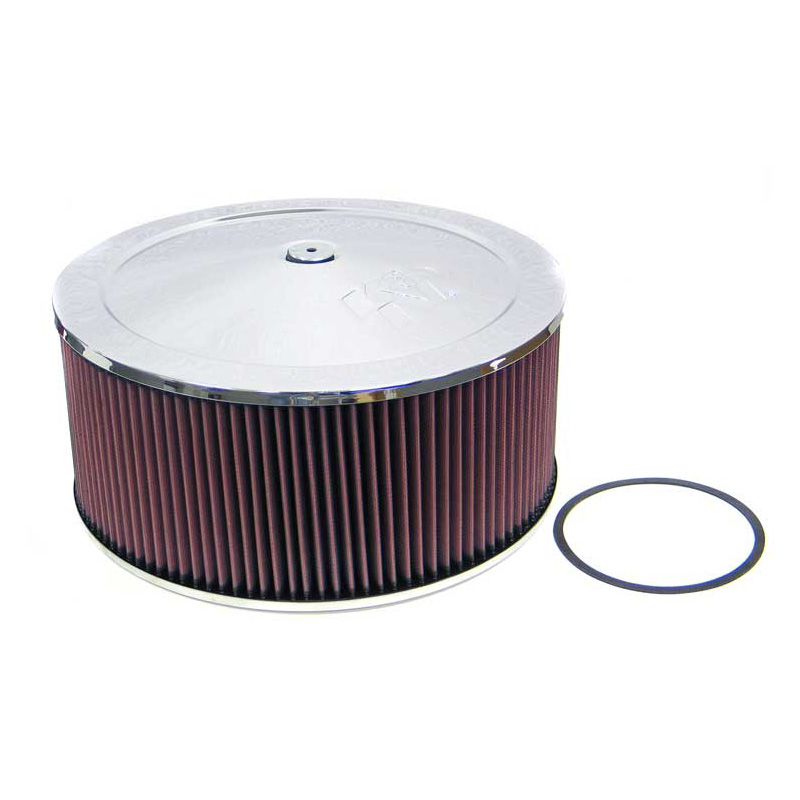 K&N Filtre à Air rond - 130mm raccord, 356mm diamètre, 155mm hauteur, 22mm drop base (60-1460)
