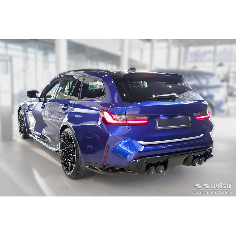 Avisa Revêtement d'habillage du hayon du coffre inox brossé sur mesure pour BMW Série 3 Touring (G21) M-Sport Facelift 2022-