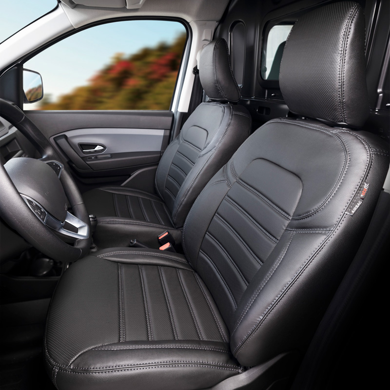New York Design Housses de siège en cuir artificiel 1+1 sur mesure pour Citroën Berlingo/Peugeot Partner/Opel Combo/Toyota Proace City 2018-