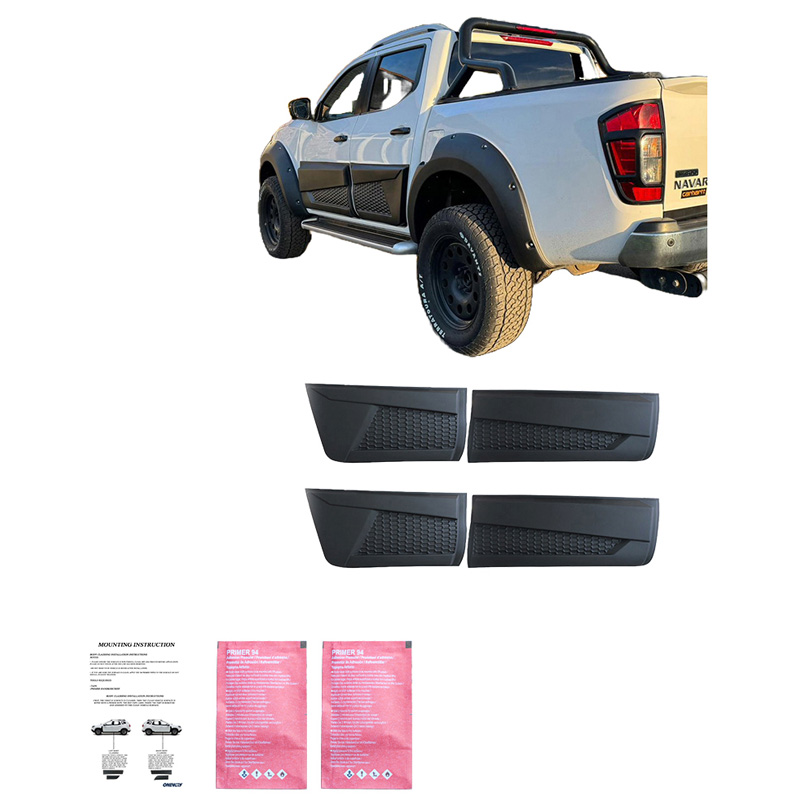 Jeu de baguettes de porte sur mesure pour Nissan Navara NP300 (D23) 2014-2021 (Jumbo) - Noir mat