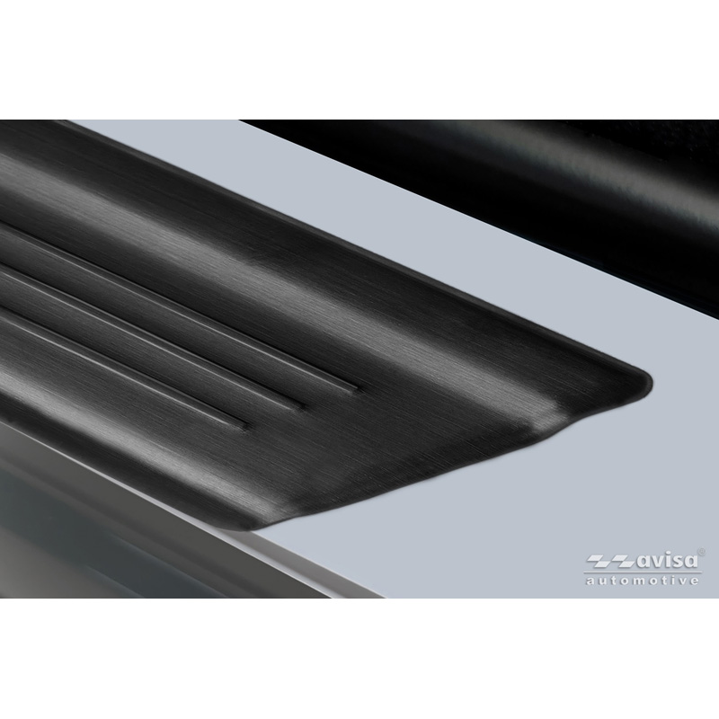 Avisa Seuils de portes inox noir sur mesure pour Nissan Qashqai III 2021-2024 & Facelift 2024- - 'Lines' - 4-pièces