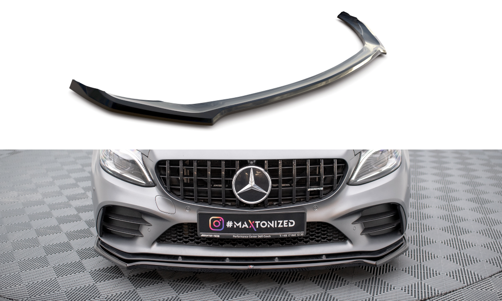 Voorspoiler V.1 Mercedes C43 W205 FL Maxton Glans Zwart
