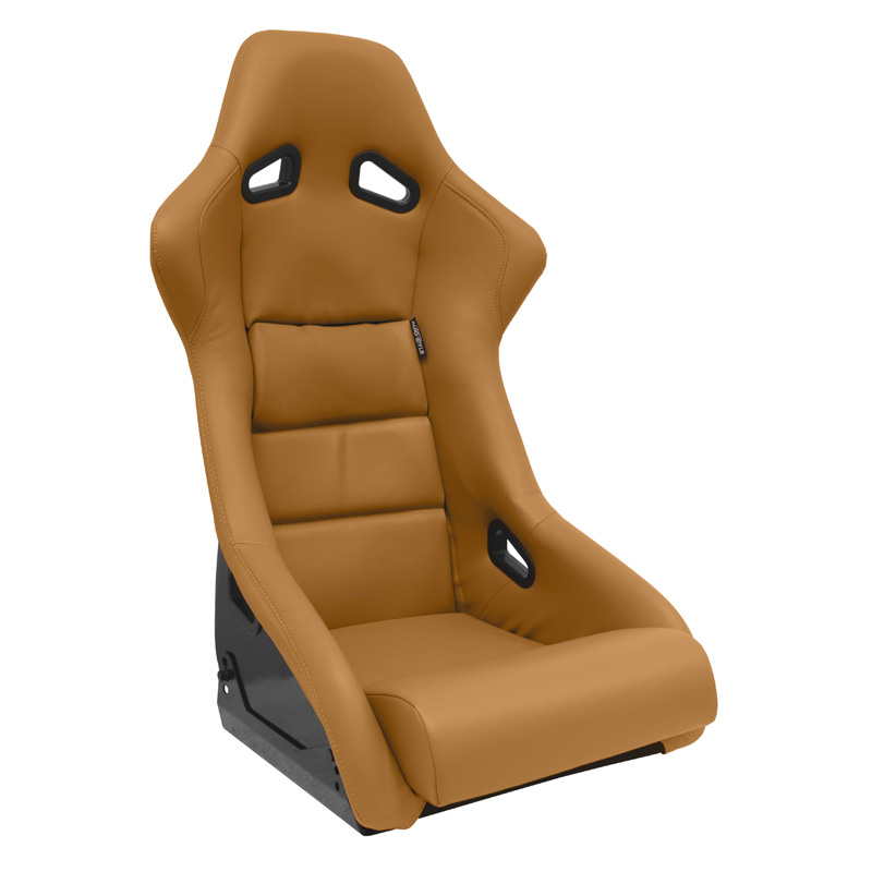 Siège baquet 'BS1' - Simili Cuir Beige - Dossier fixe en polyester - incl. glissières