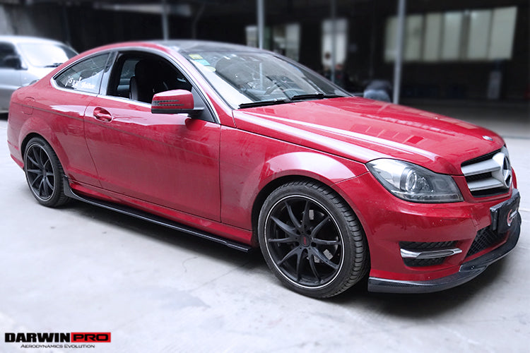 Mercedes Benz W204 C Class Coupe DP Style Carbon Fiber Zijskirts 2012-2014