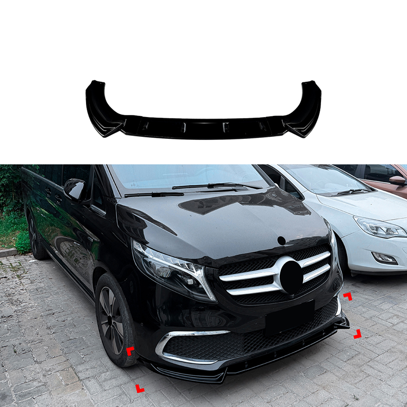 Spoiler avant sur mesure pour Mercedes Classe-V (W447) SE 2019-2023 (ABS Noir luisant)